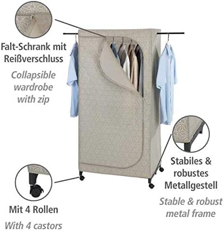 Wenko Balance Wardrobe with Wheels - Mobile Wardrobe Folding, Taupe, Kleiderschrank