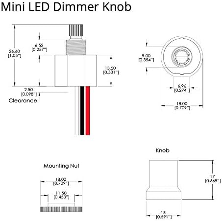 Mini LED Dimmer Knob with Rotary Control Switch - pwm dimming for 12-24V LEDs, Fully Waterproof, dim up to 4.8A at 12V or 2.4A at 24V: car Automotive, Marine, Low Voltage Under Cabinet Lights