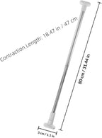 Amosfun Heavy Duty Closet Rod 2pcs Stainless Steel Extendable Clothes Rail 47-80cm Adjustable Tension Pole for Wardrobe and B