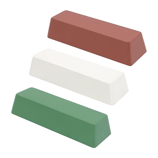 SCOTTCHEN Buffing Polishing Cutting Compounds 20 Oz.Kit-Green Fine/White Medium/Red Coarse,for Stainless Steel Aluminum Jewelry - 3 Pcs