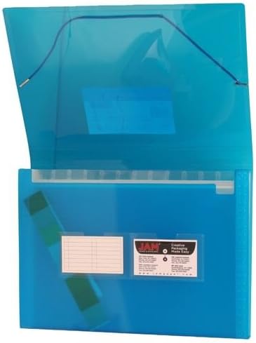 JAM PAPER Accordion Folders - 13 Pocket Plastic Expanding File - Letter Size - 9 x 13 - Blue Grid - Sold Individually