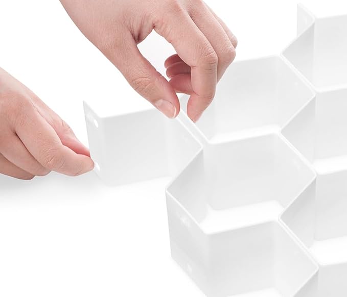 Whitmor Honeycomb Drawer Organizer, 6 PAck White