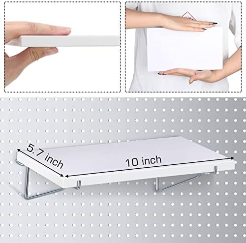 Blulu 4 Set Large Pegboard Shelf Kit Fiberboard peg Board Shelving Storage Brackets Stain Resistant Peg Board Organizer Shelv
