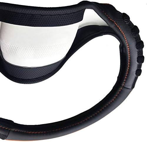 Flying Banner car Steering Wheel Cover Faux Leather Massage Universal fit 3D Honeycomb Hole Anti-Slip Sporty 15 Inches (Orang