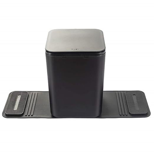 Car Trash Can with Lid, 0.8 Gallon Medium Car Garbage Bin with Stability Base Flap & Spikes for Car Humps and Flat Floors, Durable Plastic Auto Trash Container