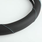 Car Steering Wheel Cover, Leather Steering Wheel Cover Blue Universal 14.5-15 Inch Microfiber Leather Anti-Slip Breathable Au