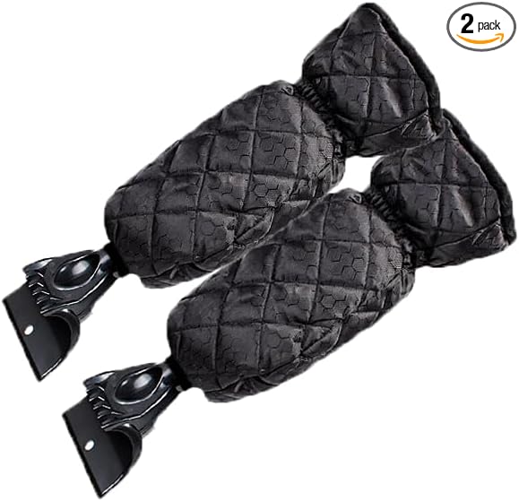 Ice Scraper with Glove - Waterproof Ice Scrapers Snow Removal Tool for Car Windshield, SUV, Truck - Comfortable Mitt Glove for Quick Ice & Snow Removal (Black)