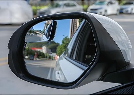 LivTee Blind Spot Car Mirror，Asymmetric Fan Shaped HD Glass Frameless Convex Rear View Mirror with wide angle Adjustable Stick for Cars SUV and Trucks, Pack of 2
