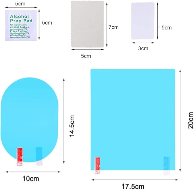 4PCS Waterproof Car Window Film for Rain, Car Rearview Mirror Protective Film, Hd Clear Waterproof Film Wing Mirror, Car Anti Fog for Universal Cars Side Windows (Blue Film,15 * 10cm)