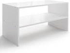 2-Tier Stackable White Shoe Rack, Wooden 2-Shelf Shoe Organizer Freestanding Shoe Storage Stand for 6-9 Pairs, Perfect for Cl