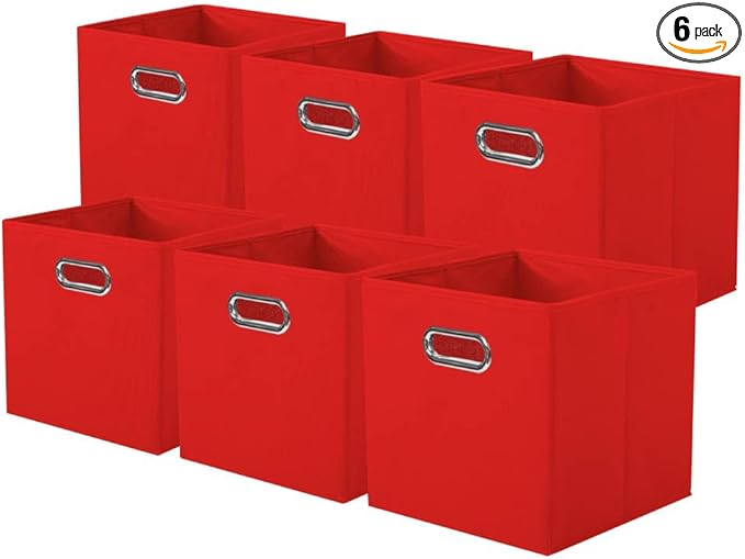 ShellKingdom Storage Bins, Foldable Fabric Storage Cubes And Cloth Storage Organizer Drawer with Metal Handle For Closet And 