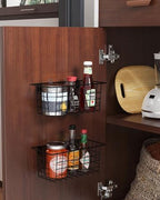 MaraFansie Hanging Wire Baskets Kitchen Storage Basket Adhesive and Screws Basket Over the Cabinet Door Organizer with Adhesi