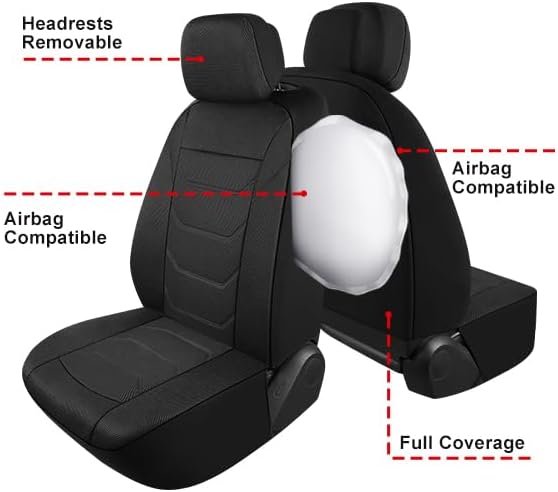 3D Air Mesh Car Seat Covers Front Sets Washable and Breathable Premium Cloth Automotive Vehicle Seat Covers for Cars Interior