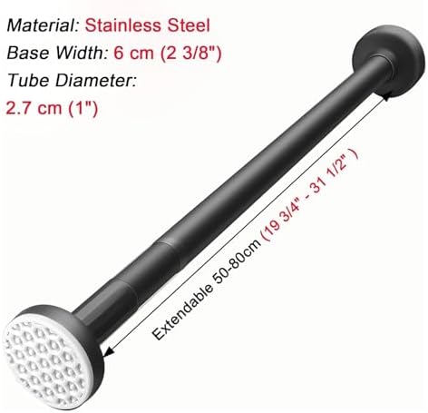 Adjustable Closet Rods - No Drilling Clothes Rail for Windows & Bathroom - Extendable White Wardrobe Rail (11.75" - 19.75") -