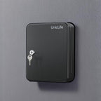 Uniclife Steel Key Cabinet Wall Mounted Organizer - 28 Keys, 2 Unlocking Keys - Black Frosted Security Box with Hooks and Col