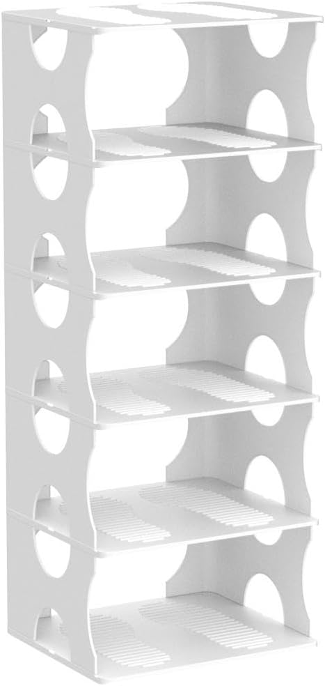 6-Tier Shoe Rack,Stackable Shoe Storage Organizer for Bedroom Entryway, Adjustable Shoe Rack,Shoe Slots Organizer Shelf, Easy