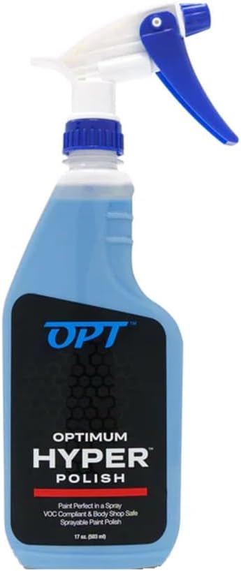Optimum Hyper Polish - Sprayable Car Polish for Paint Correction, Buffing, Auto Detailing, Non-Staining, Non-Dusting, No Fillers, Body Shop Safe, Safe On Paint and Plastic Trim (17 oz.)