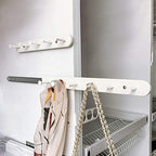Extendable Sliding Wardrobe Hook Rail with Hardware Pull Out Closet Rod Clothing Hanging Hooks Organizer for Home, Office, Ho