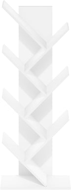 Furinno Tree Book Shelf, 7-Tier Bookshelf with Angled Open Shelf, Tree Bookcase for Room Decor, 8.4 x 15.7 x 39.4, for Organi