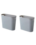 Bathroom Small Trash Can, 3 Gallon Slim Plastic, Set of 2, Grey