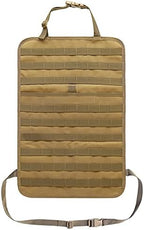 Molle Tactical Seat Back Organizer Panel with Pouches, Universal Fit For Vehicle Car, Khaki