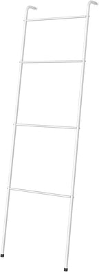 ABQ 4-Tier White Metal Blanket Ladder, Wall Leaning Towel Rack, Decorative Space Saving Shelf for Living Room, Bedroom, Bathr