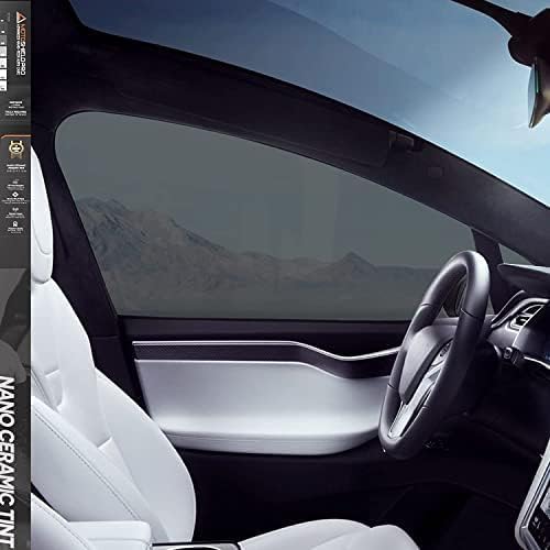 MotoShield Pro 25% VLT Nano Ceramic Window Tint for Car 24” in x 5’ ft 2PLY Roll High Heat Rejection & Glare Reduction Auto Tint Privacy Film, Rejects up to 99% IRR, 99% UV Blocking, Easy DIY Shrink