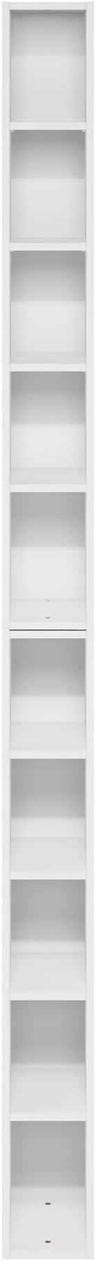 Furinno Fulda Book Shelf, 10-Tier Bookshelf, Space Saving Storage Shelf Bookcase, 9.2 x 5.9 x 78.7, for Living Room, Bedroom,