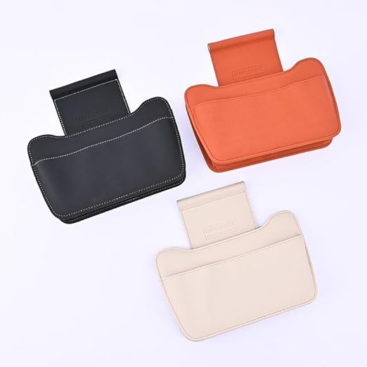 Car Leather Trash Can for Glove Box, Hanging Garbage Bin，Waterproof Foldable Stroage Organizer for Car, Multipurpose Interior Accessories for SUV Truck RV Camping (Black Glove Box)