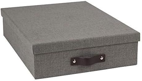 Bigso Oskar Canvas Fiberboard Document Letter Box - File Organizer Box for Important Paperwork - Document Storage with a Lid 