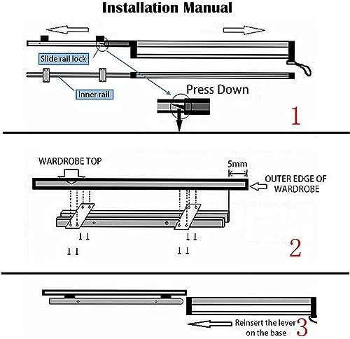 Pull-Out Clothes Rail,Extendable Pull Out Closet Rod - Wardrobe Pull-Out Trousers Rack, Pull Out 30-80cm Clothes Rail, Steel 