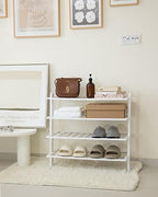 Varhomax White Shoe Rack, 4-Tier Bamboo Shoe Rack Organizer for Closet and Entryway, Thick Wooden Free Standing Shoe Shelf fo