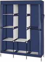 71" Portable Closet Wardrobe, Fabric Storage Organizer with Dustproof Cover, Shelves & Hanging Rod, Foldable Closet Wardrobe 