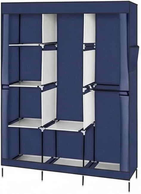 71" Portable Closet Wardrobe, Fabric Storage Organizer with Dustproof Cover, Shelves & Hanging Rod, Foldable Closet Wardrobe 