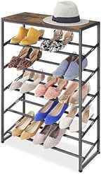 Whitmor Modern Industrial 5-Tier Shoe Rack, Black