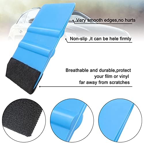 Frienda 12 Pieces Plastic Felt Edge Squeegee Tool Vinyl 4 Inch Felt Squeegee Applicator Tool Scraper Tool with Soft Cloth for Car Vinyl Wrap, Window Tint, Wallpaper, Decal Sticker