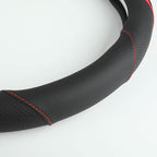 Car Steering Wheel Cover, Leather Steering Wheel Cover Red Universal 14.5-15 Inch Microfiber Leather Anti-Slip Breathable Aut