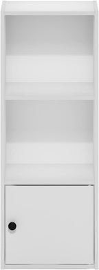 Furinno LUDER Book Shelf, 3-Tier Modern Bookshelf, Bookcase with 1 Door Storage Cabinet, 9.3 x 12 x 31.5, for Organization an