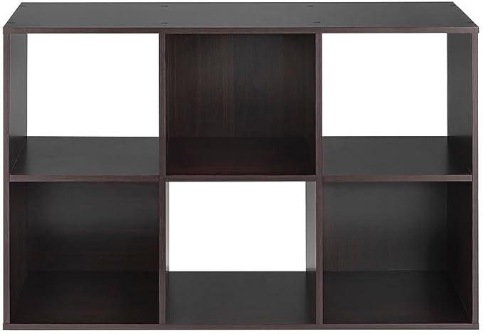 Whitmor 6 Cube Storage Organizer, 3 Tier Stackable Mdf Wood Bookcase, Open Storage Display Bookshelf, Storage Cabinet for Liv