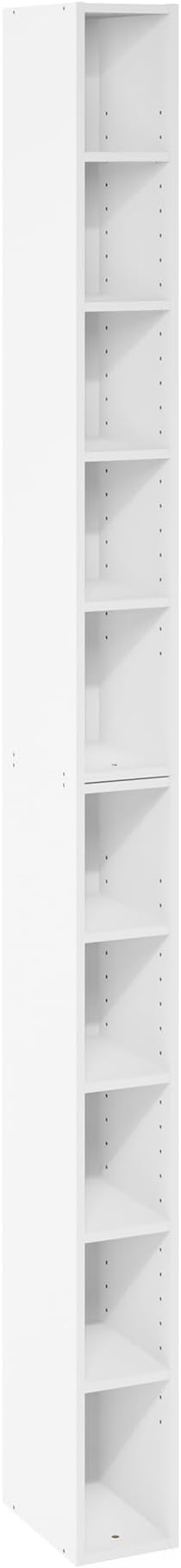 Furinno Fulda Book Shelf, 10-Tier Bookshelf, Space Saving Storage Shelf Bookcase, 9.2 x 5.9 x 78.7, for Living Room, Bedroom,