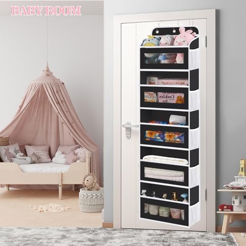 KYEVIS Over The Door Organizer, 5 Shelves Closet Door Hanging Organizer with 10 Mesh Pockets, Nursery Closet Organizer, Baby 