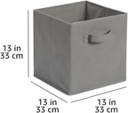 Amazon Basics Collapsible Fabric Storage Cube Bins Organizer with Handles for Organizing, Sturdy, Gray, 13 x 13 x 13 inch, 6-