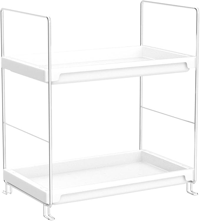 FSyueyun 2-Tier Bathroom Countertop Organizer, Tool-Less Installation Premium Plastics Makeup Shelf Organizer Perfume Skincar