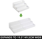 mDesign Plastic Expandable 3-Tier Shelf Rack Organizer - Storage for Bathroom Vanity, Cabinet, Cupboard, Drawer - Holds Medic