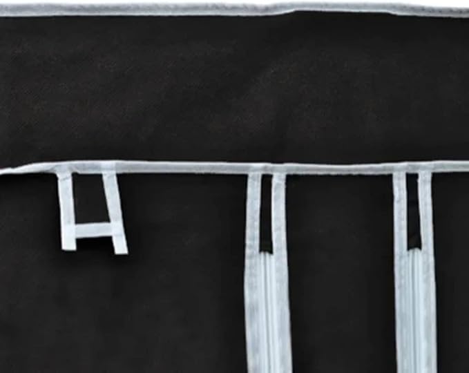 vidaXL Folding Wardrobe Black Fleece Fabric Cover and Steel Tube Frame