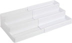 mDesign Plastic Expandable 3-Tier Shelf Rack Organizer - Storage for Bathroom Vanity, Cabinet, Cupboard, Drawer - Holds Medic