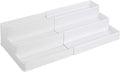 mDesign Plastic Expandable 3-Tier Shelf Rack Organizer - Storage for Bathroom Vanity, Cabinet, Cupboard, Drawer - Holds Medic
