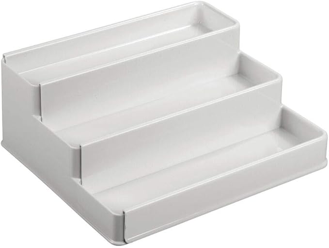 mDesign Plastic Expandable 3-Tier Shelf Rack Organizer - Storage for Bathroom Vanity, Cabinet, Cupboard, Drawer - Holds Medic