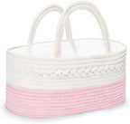 Maliton Diaper Caddy for Baby Girl-Cotton Rope Diaper Caddy, Diaper Organizer for Changing Table, Portable Baby Basket for St