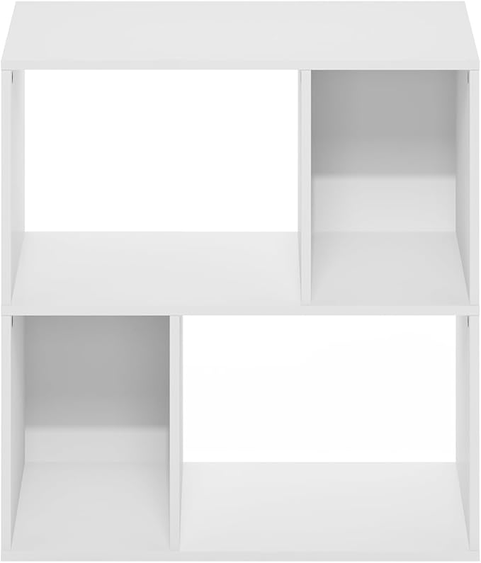 Furinno DALY Book Shelf, 4-Cube Bookshelf, Cube Storage Organizer Bookcase with Irregular Compartments, 11.7 x 23.6 x 24.7, f